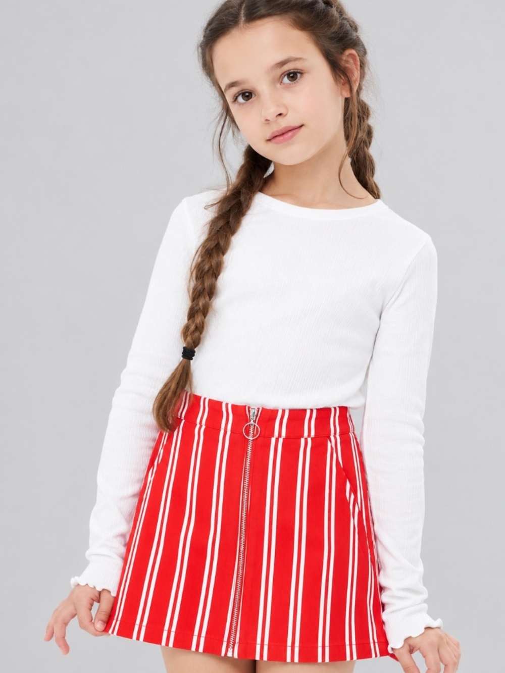 Forever 21 red and white striped skirt